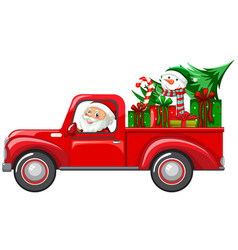 Santa Driving Car To Delivery Christmas Gifts