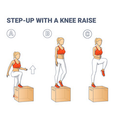 Step Up With A Knee Raise Exercise For Female Home