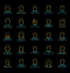 Avatar User Icon Set Neon