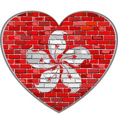 Flag Of Hong Kong On A Brick Wall In Heart Shape