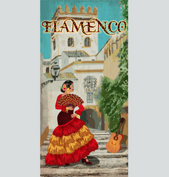 Flamenco Dancer Woman In Spanish City Illu