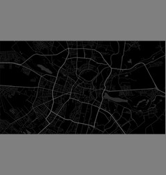 Dark Black Pozna City Area Background Map Roads