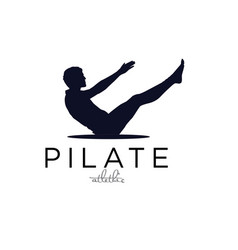 Sitting Pilates Men Silhouette Logo Design Simple