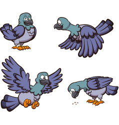 Cute Cartoon Pigeon With Different Poses