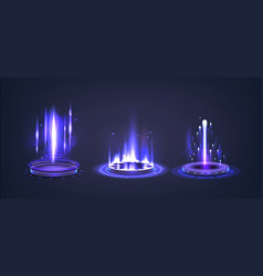 Futuristic Portals With Purple Neon Glow Connect