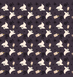 Dark Seamless Pattern With Ghosts Skulls