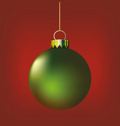 Green Christmas Ball Isolated On Red Background