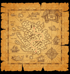 Map treasures paper parchment pirate treasury Vector Image