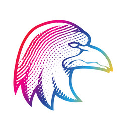 Scratchboard Engraved Eagle In Rainbow Colors