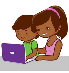 Mother And Son On Computer