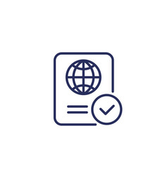 Passport Control Line Icon On White