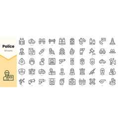 Set Of Police Icons Simple Line Art Style Icons