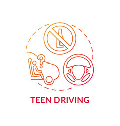 Teen Driving Red Gradient Concept Icon