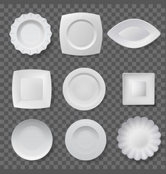 White Dish Plate Different Shape Top View Kitchen