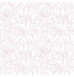 Line Art Pink Tulips Flower Spring Background