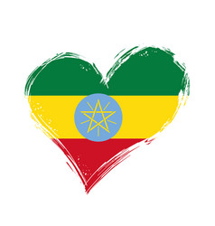 Ethiopian Flag Heart-shaped Grunge Background