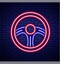 Glowing Neon Line Racing Steering Wheel Icon