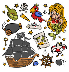 Mermaid And Pirate Ship Corsair Objects