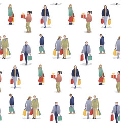 Seamless Pattern From People With Bags After