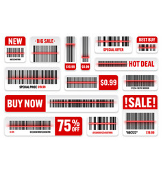 Set Of Product Barcodes With Red Scanning Line