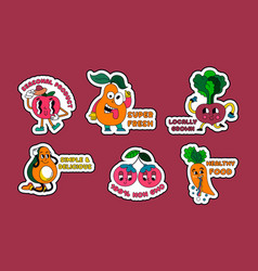 Sticker Design Set With Fruits And Vegetables