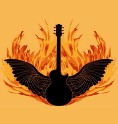 Winged Dark Angel Guitar With Flames