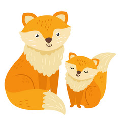 Fox Mother With Baby Animal In Cute Nordic Style