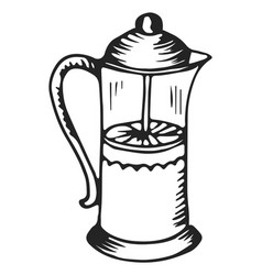 French Press Sketch Simple Home Coffee Maker