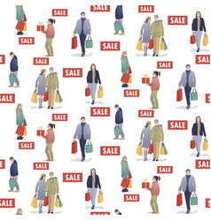 Sale Seamless Pattern From People With Bags After