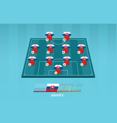 Football Field With Slovakia Team Lineup