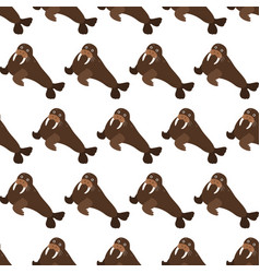 Sea Animal Seamless Pattern With Walrus Undersea