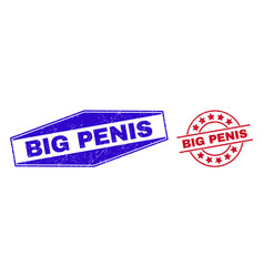 Big Penis Distress Stamps In Circle And Hexagon