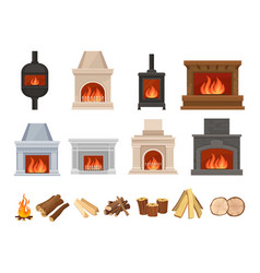 Home Fireplaces With Cozy Burning Fire Flames