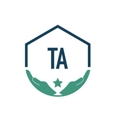 Initial Letter Ta Hand Shield Security Logo