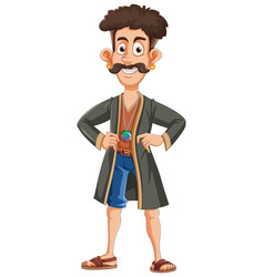 Middle Age Man Cartoon Character With Mustache