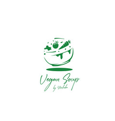 Organic Vegan Soup Logo Icon With Big Bowl