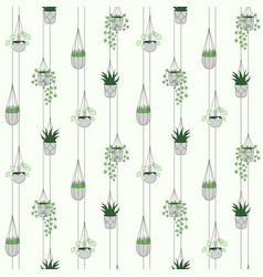 House Plants In Hanging Pots Seamless Pattern