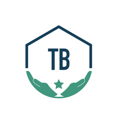 Initial Letter Tb Hand Shield Security Logo