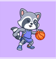 Basketball Raccoon Cartoon