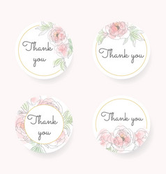 Loose Line Art Poeny Thank You Sticker Collection