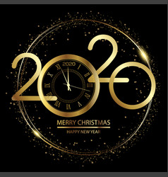 Happy New Year Card With Gold Text And Clock