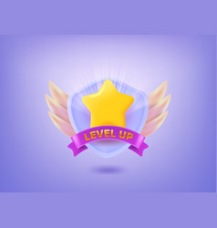 Level Up Concept Rating Badge 3d With Golden Star