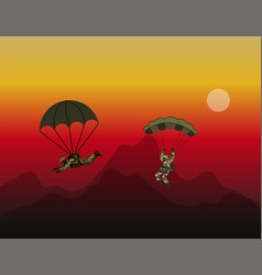 Parachute Troop Soldier Icon Dynamic Cartoon