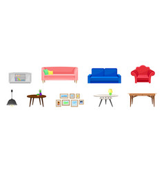 Sofa Wall Pictures Table Armchair And Bookshelf