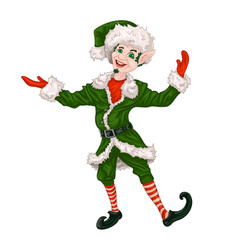 Christmas Elf Santa Assistant In Fur Coat