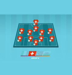 Football Field With Switzerland Lineup