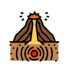 Volcanic Earthquake Disaster Color Icon