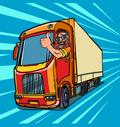 Truck Driver Man With Beard Thumbs Up