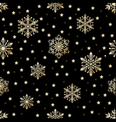 Gold snowflakes set isolated on black Royalty Free Vector