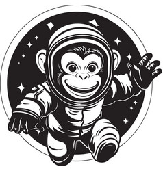 Celestial Chimp Voyage Black Graphic Lunar Monkey